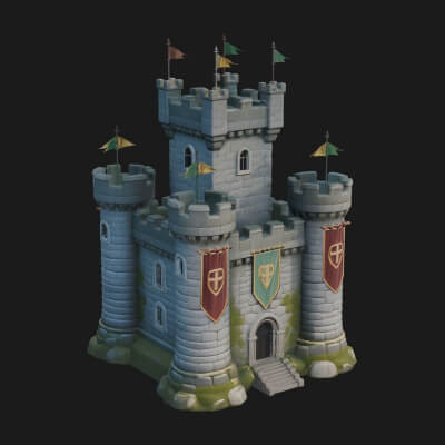 Flag-Topped Toy Castle Design 1 3D Print Model