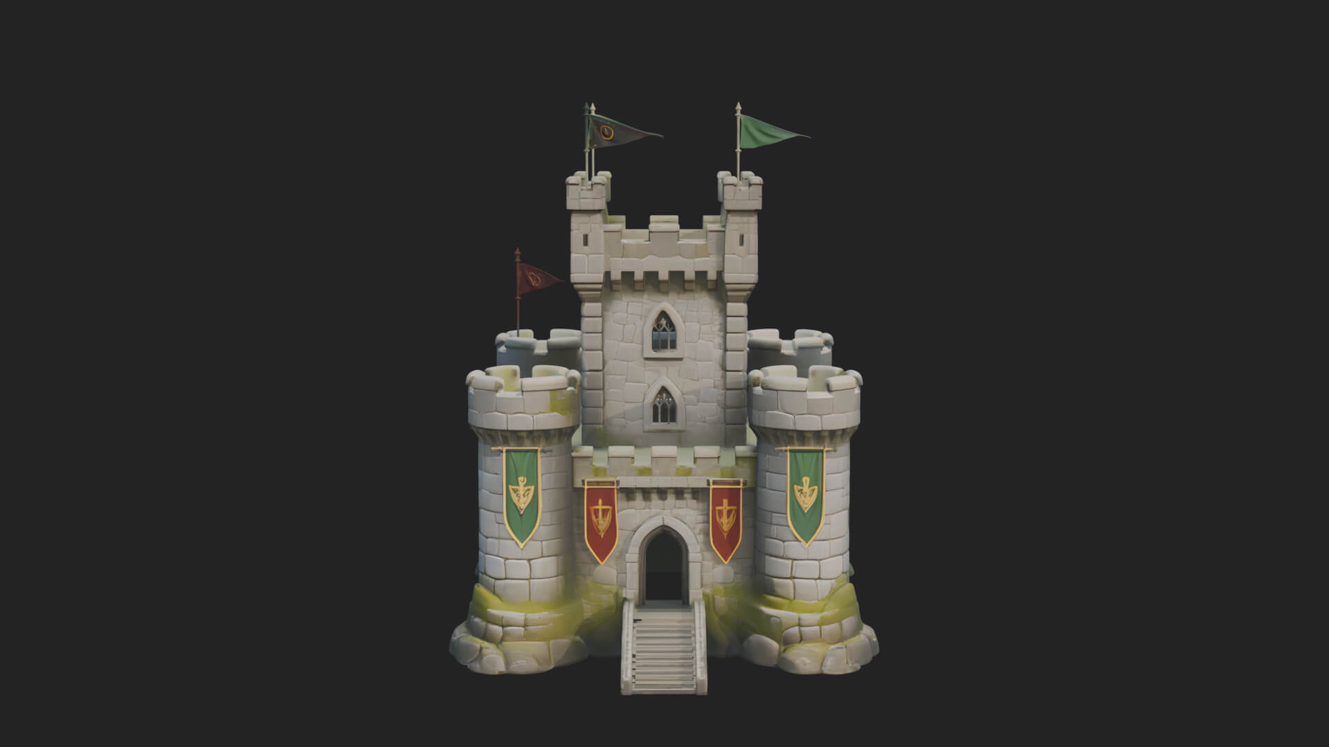 Flag-Topped Toy Castle Design 2 3D Print Model 3D Model
