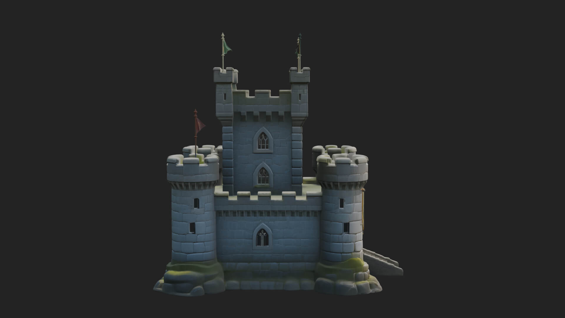 Flag-Topped Toy Castle Design 2 3D Print Model 3D Model