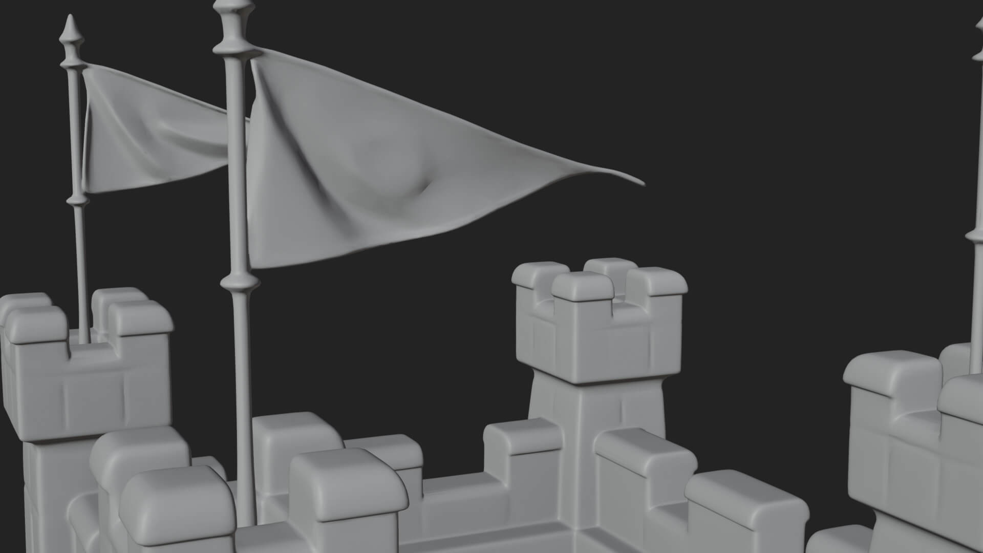 Flag-Topped Toy Castle Design 2 3D Print Model 3D Model