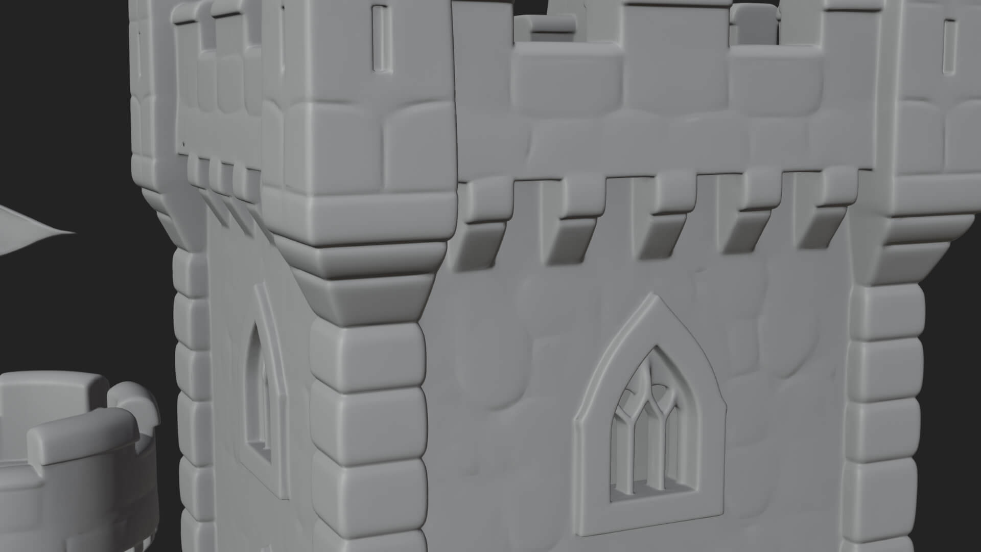 Flag-Topped Toy Castle Design 2 3D Print Model 3D Model