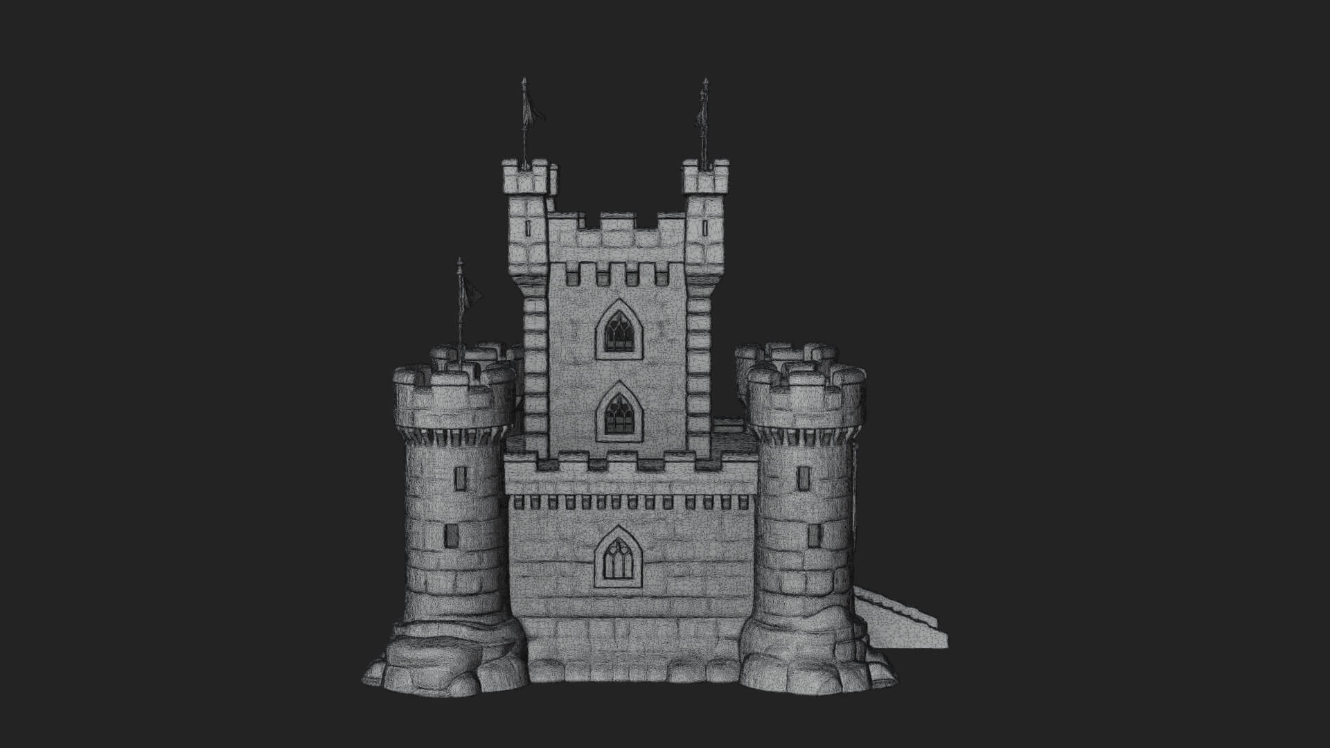 Flag-Topped Toy Castle Design 2 3D Print Model 3D Model
