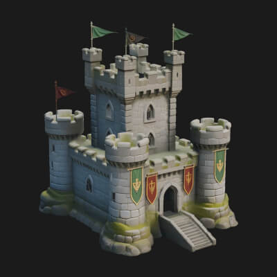 Flag-Topped Toy Castle Design 2 3D Print Model