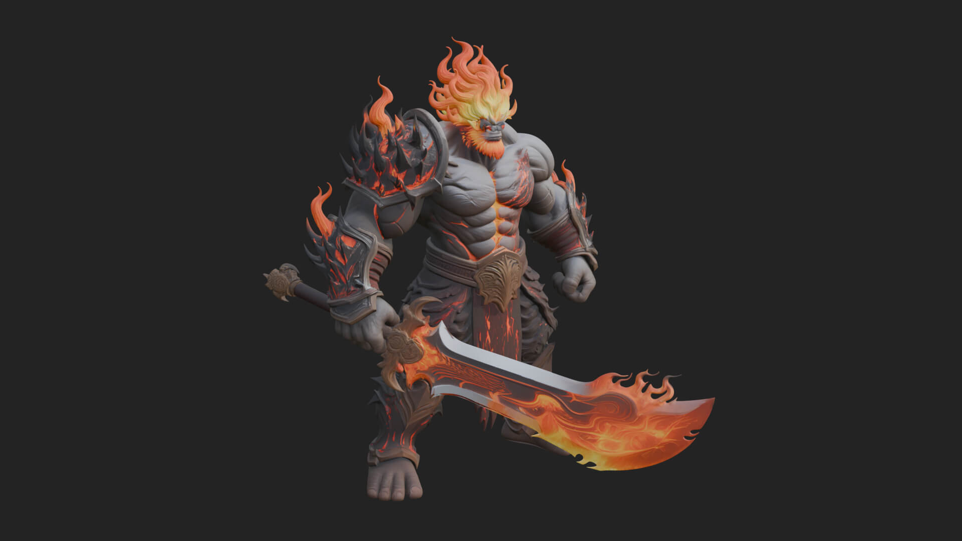 Flame Armored Demon Statue Design 1 3D Print Model 3D Model