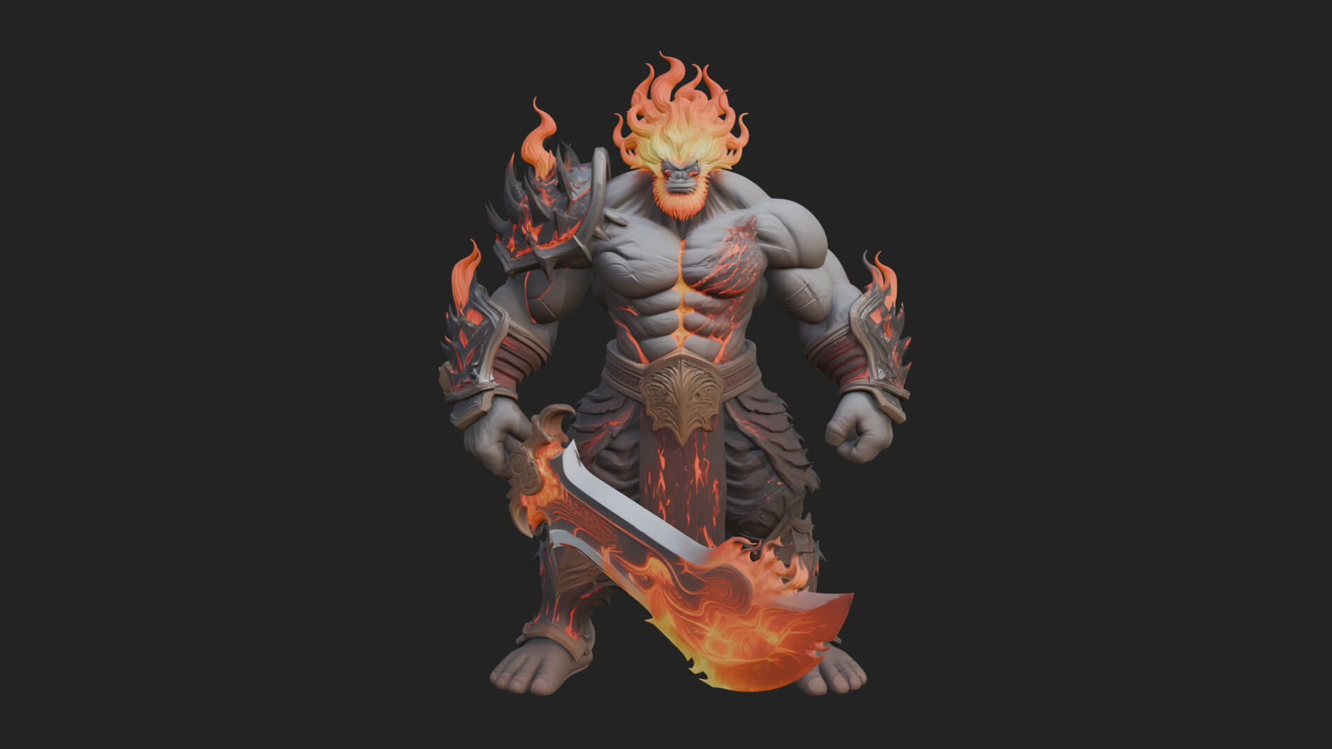 Flame Armored Demon Statue Design 1 3D Print Model 3D Model