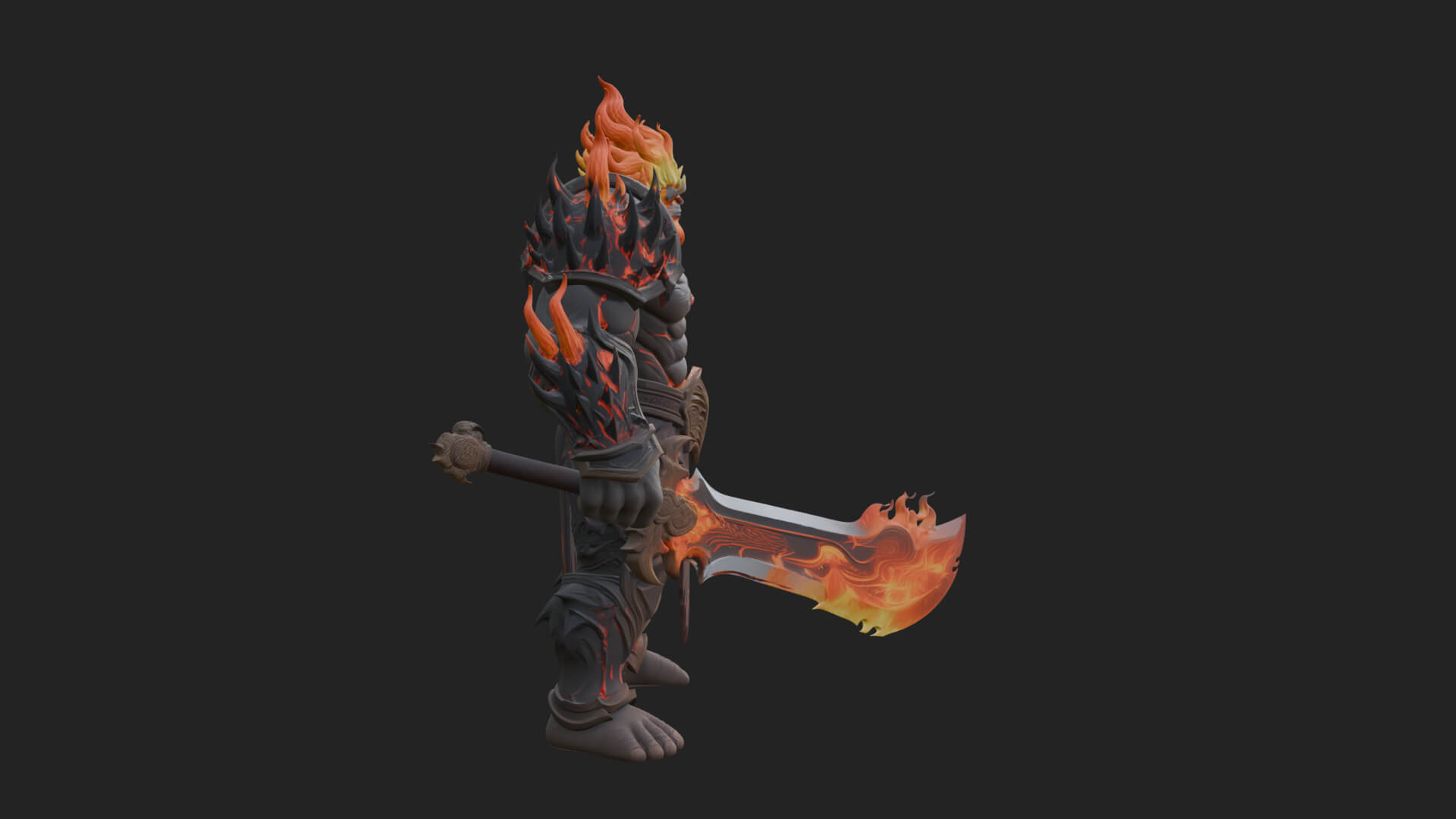 Flame Armored Demon Statue Design 1 3D Print Model 3D Model