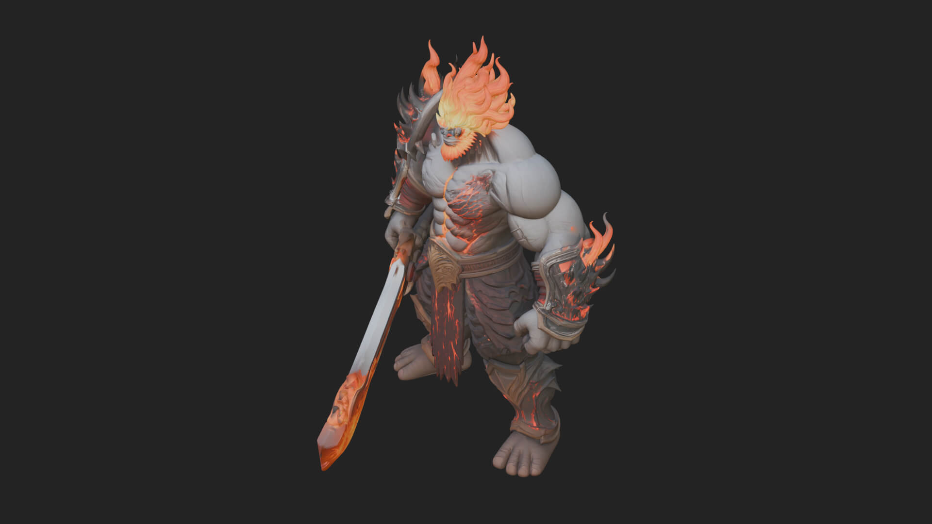 Flame Armored Demon Statue Design 1 3D Print Model 3D Model