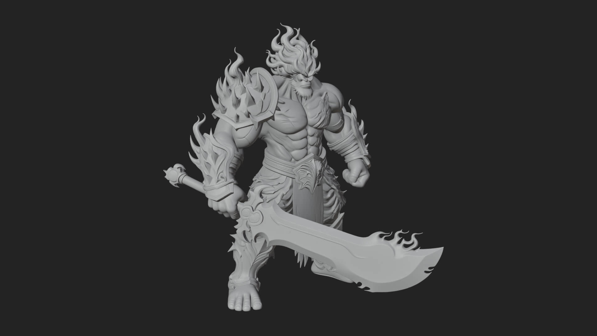 Flame Armored Demon Statue Design 1 3D Print Model 3D Model