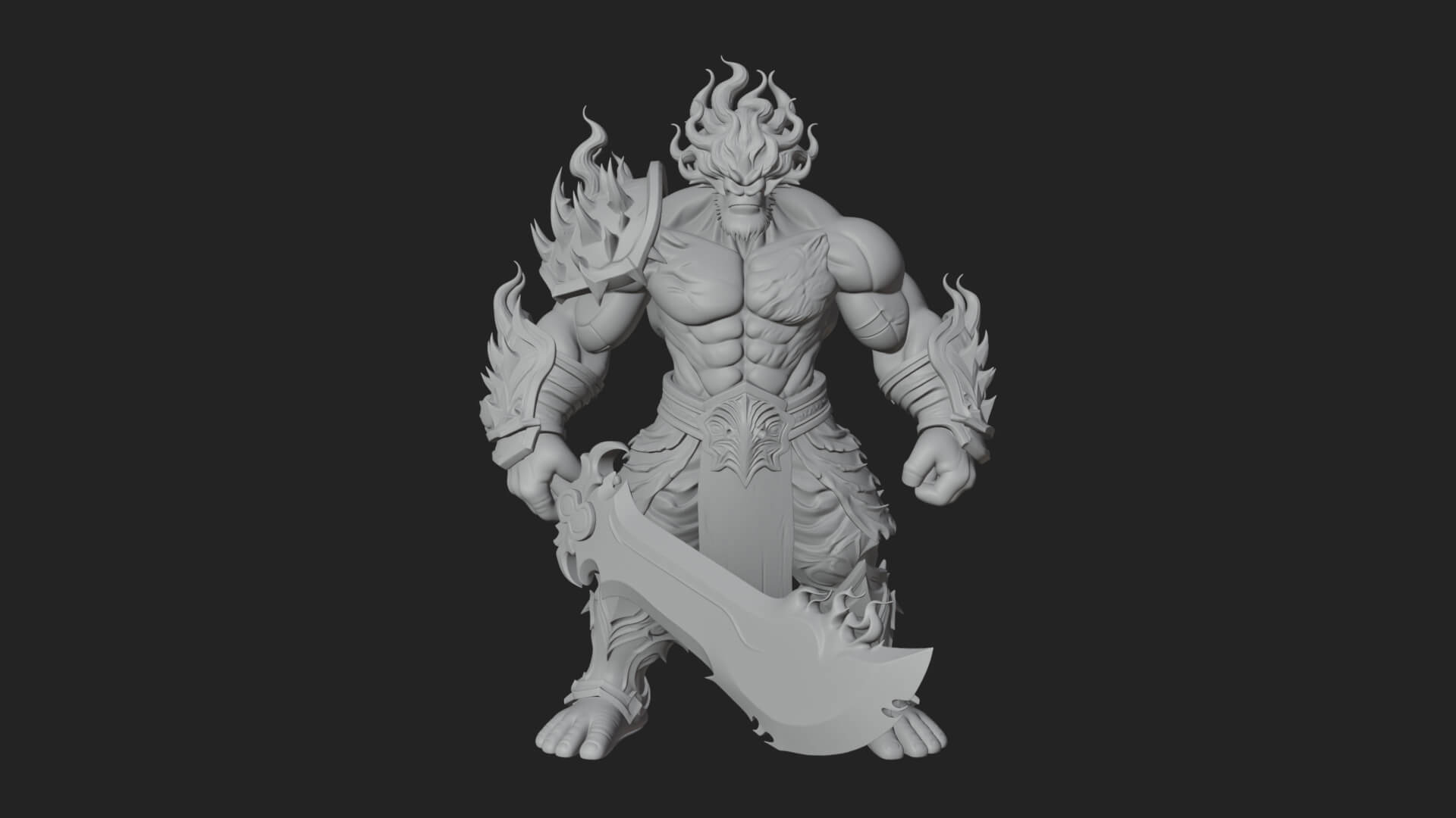 Flame Armored Demon Statue Design 1 3D Print Model 3D Model