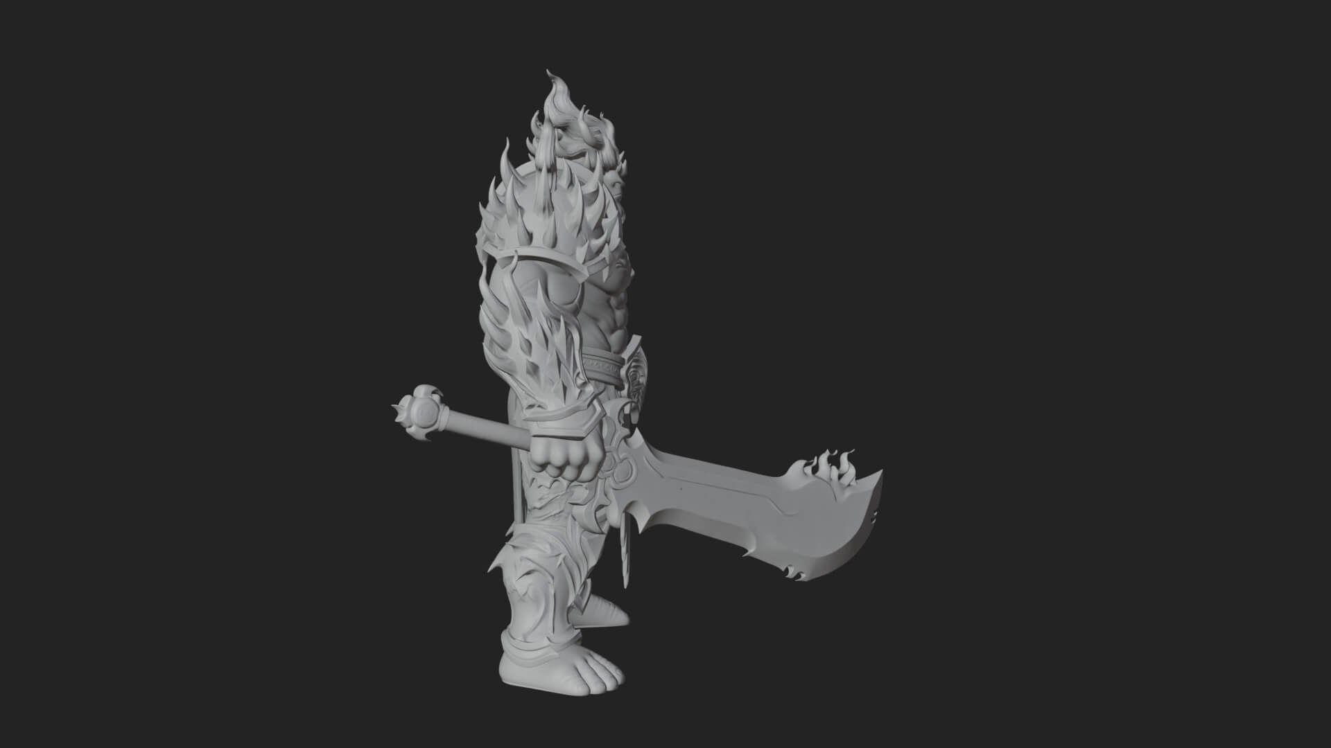 Flame Armored Demon Statue Design 1 3D Print Model 3D Model