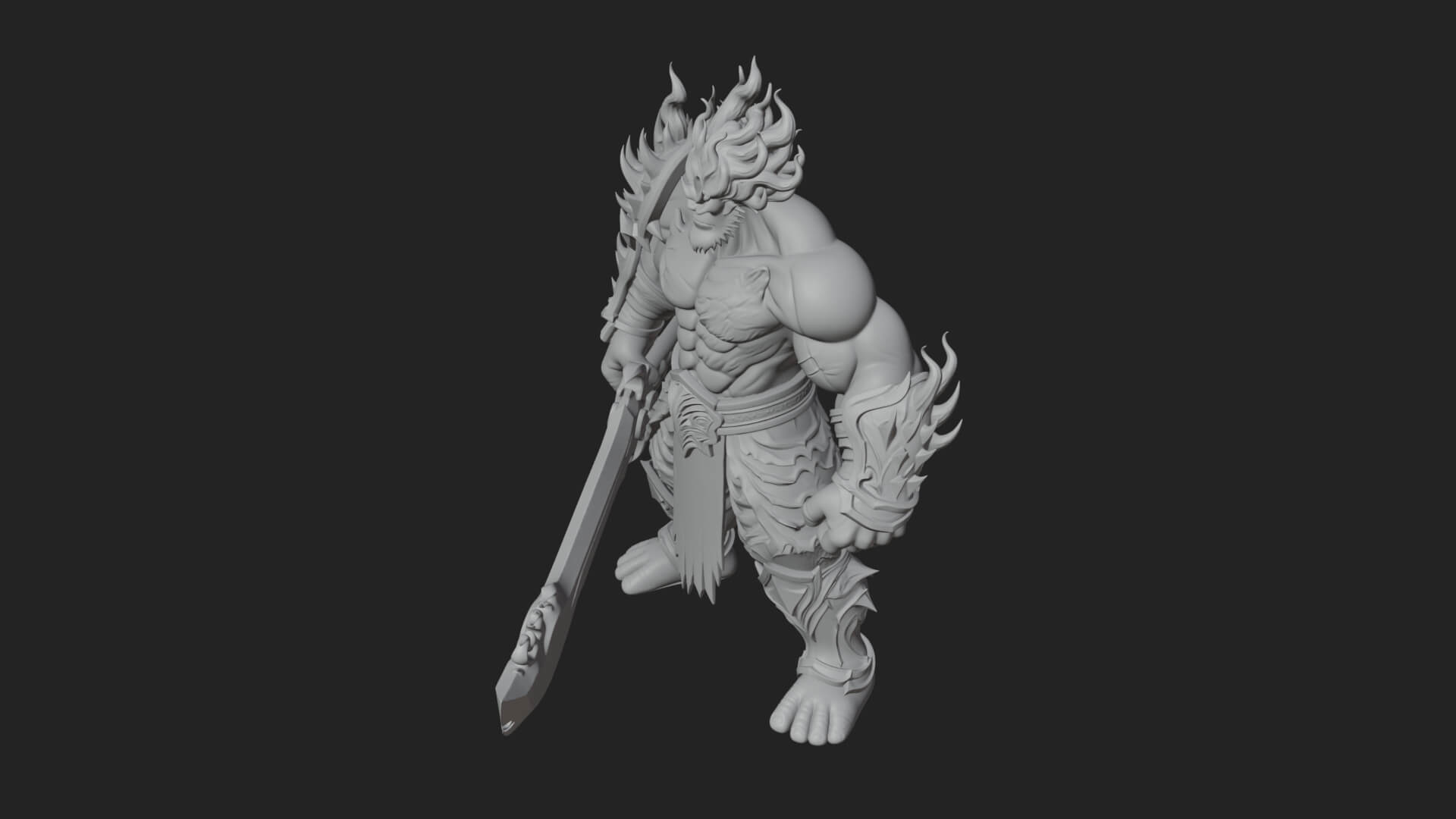 Flame Armored Demon Statue Design 1 3D Print Model 3D Model