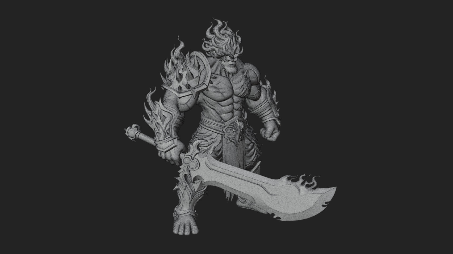 Flame Armored Demon Statue Design 1 3D Print Model 3D Model