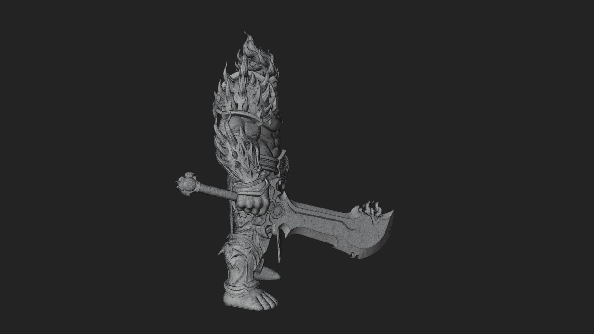 Flame Armored Demon Statue Design 1 3D Print Model 3D Model