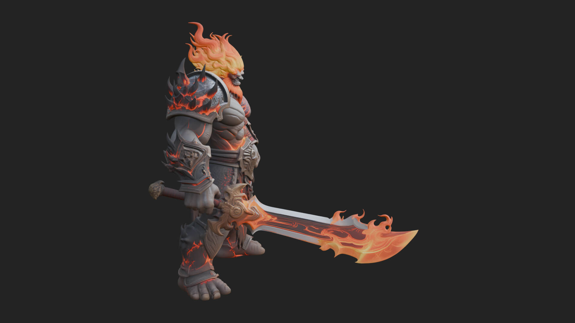 Flame Armored Demon Statue Design 2 3D Print Model 3D Model