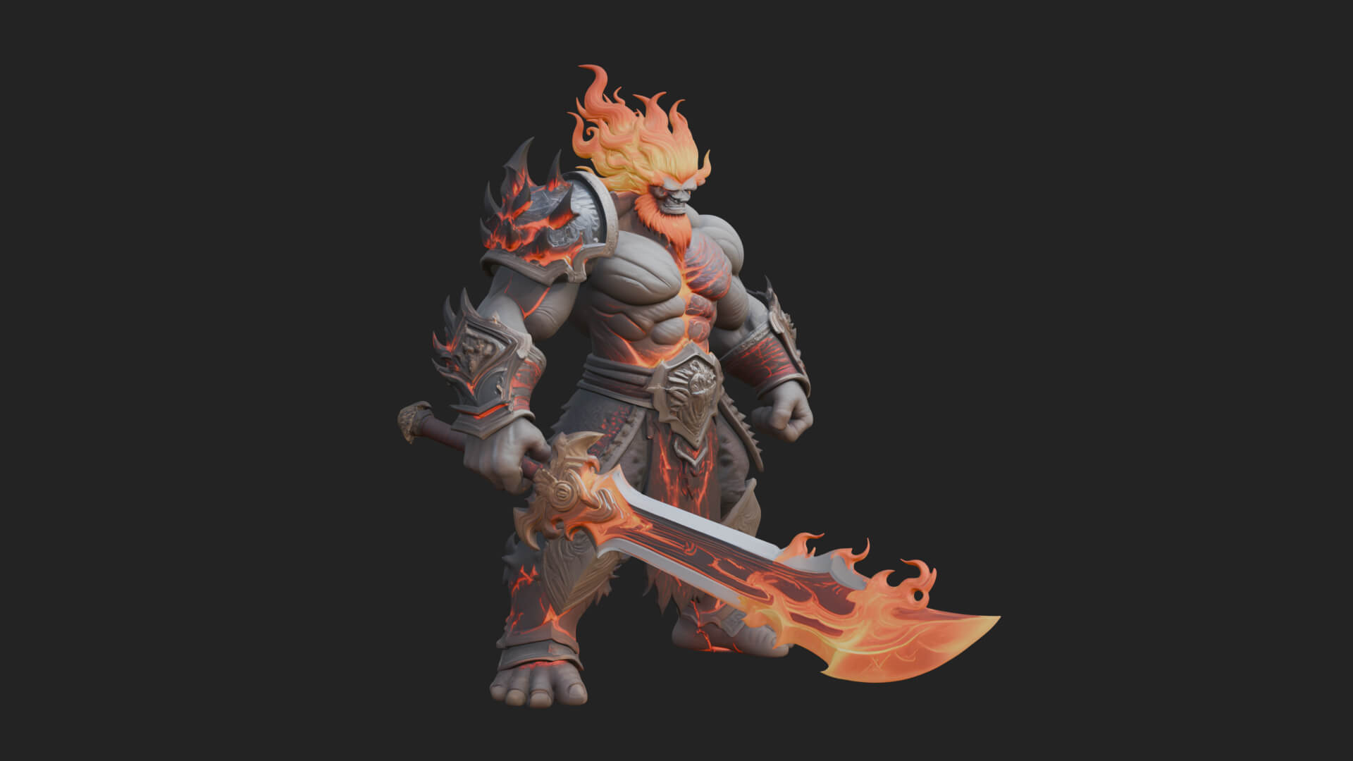 Flame Armored Demon Statue Design 2 3D Print Model 3D Model