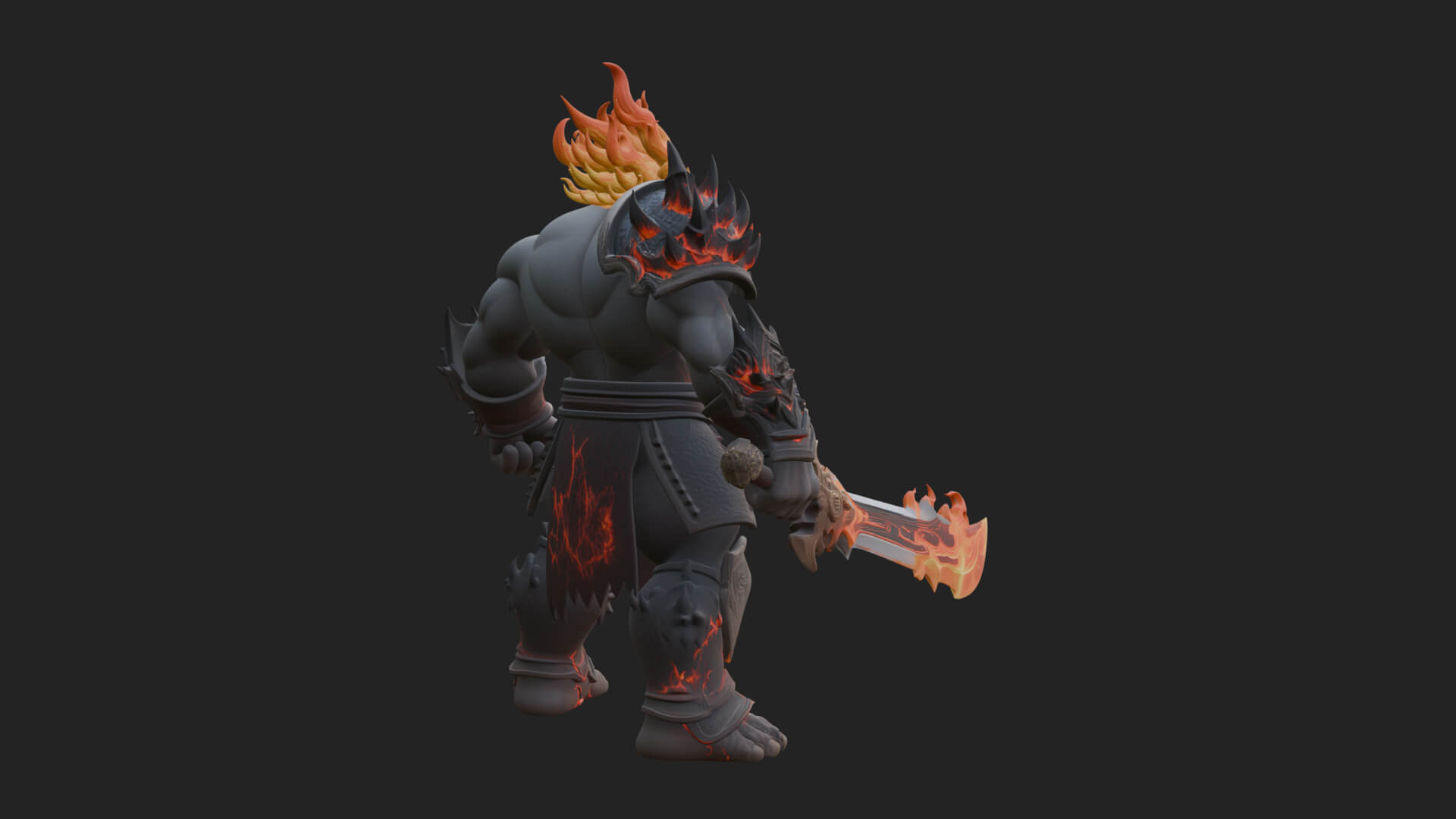 Flame Armored Demon Statue Design 2 3D Print Model 3D Model