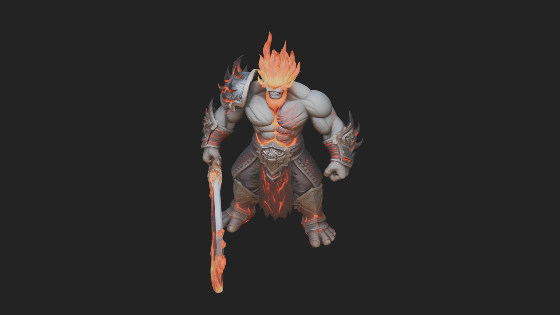 Flame Armored Demon Statue Design 2 3D Print Model 3D Model