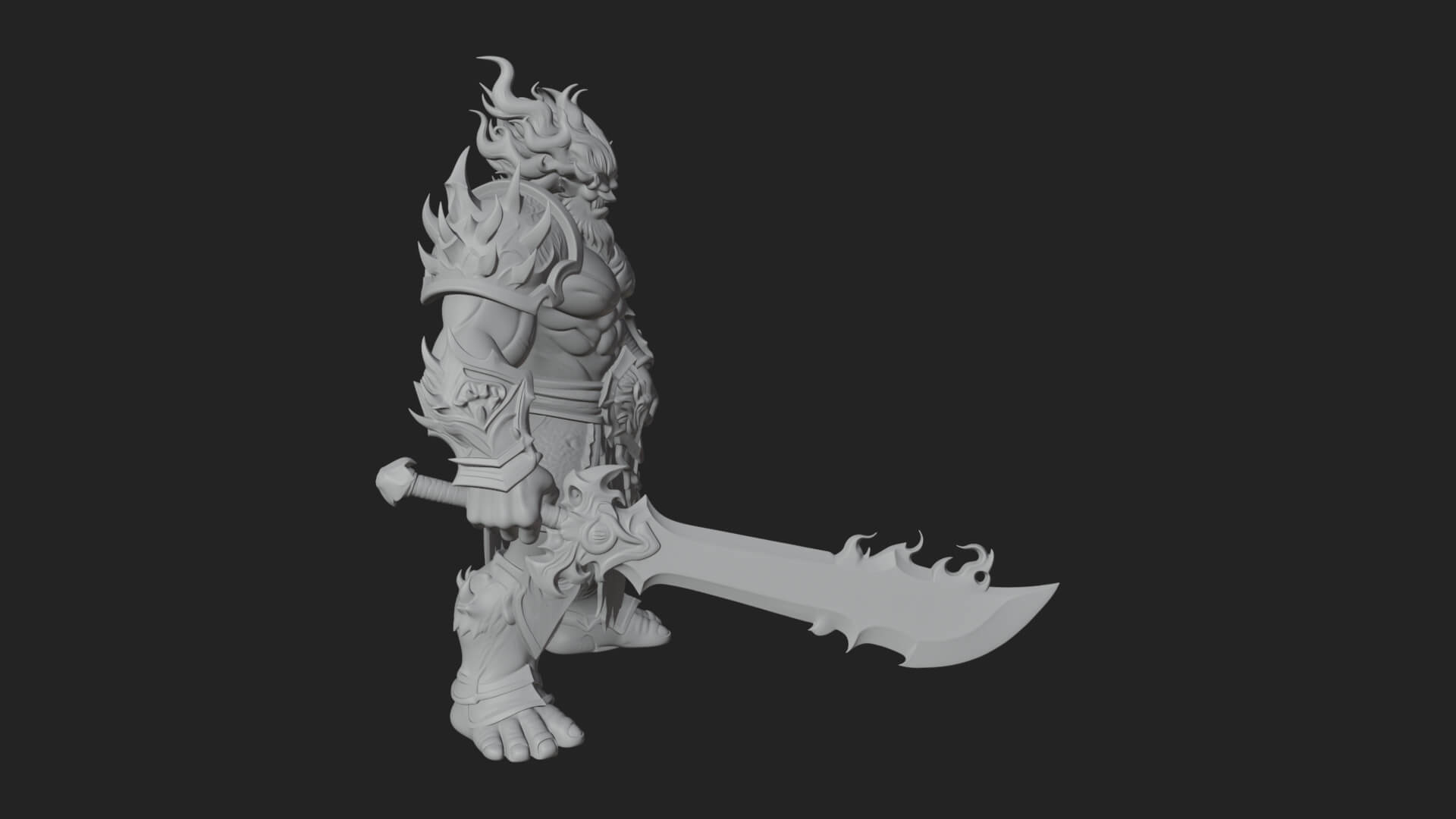 Flame Armored Demon Statue Design 2 3D Print Model 3D Model