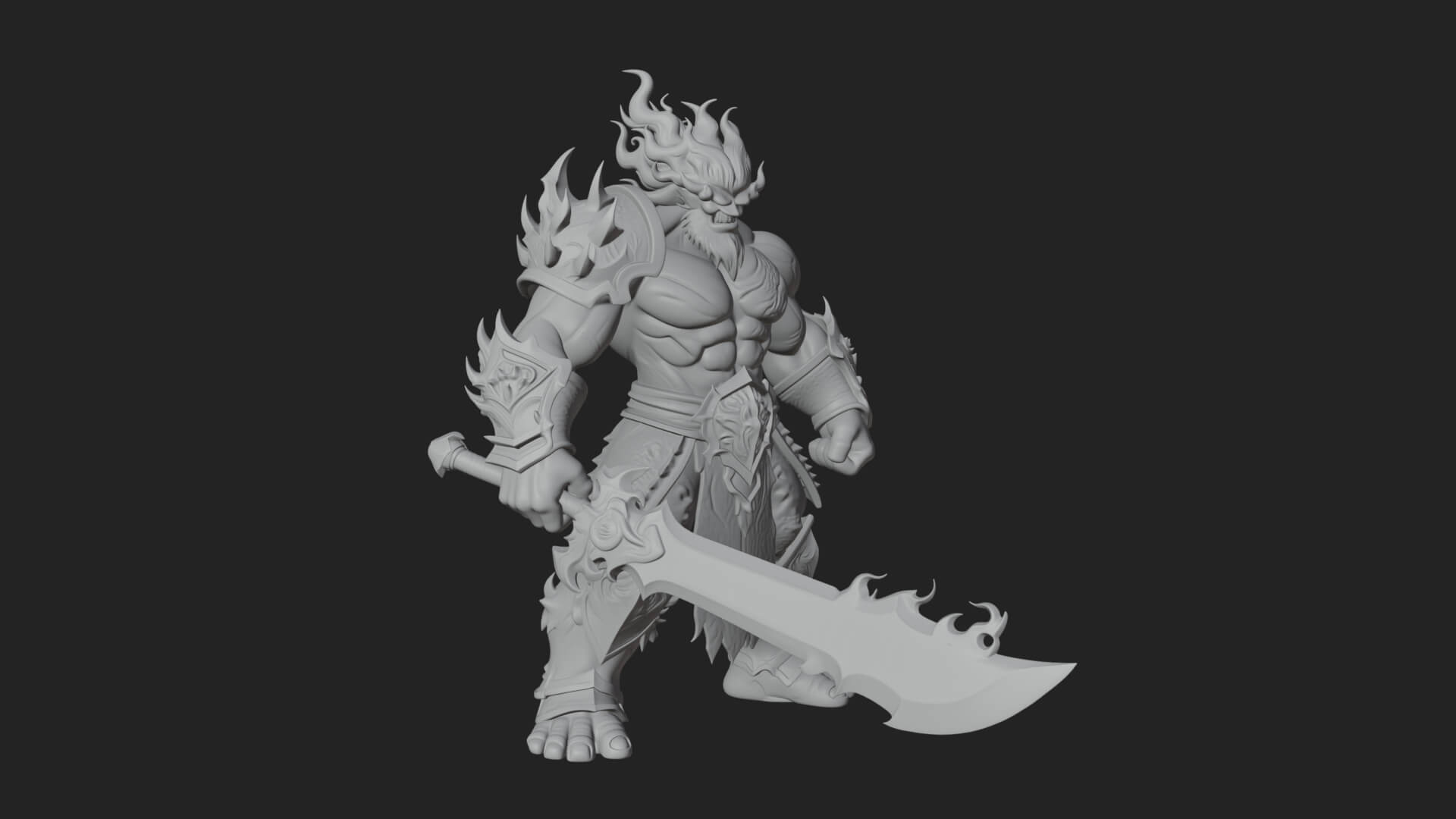 Flame Armored Demon Statue Design 2 3D Print Model 3D Model