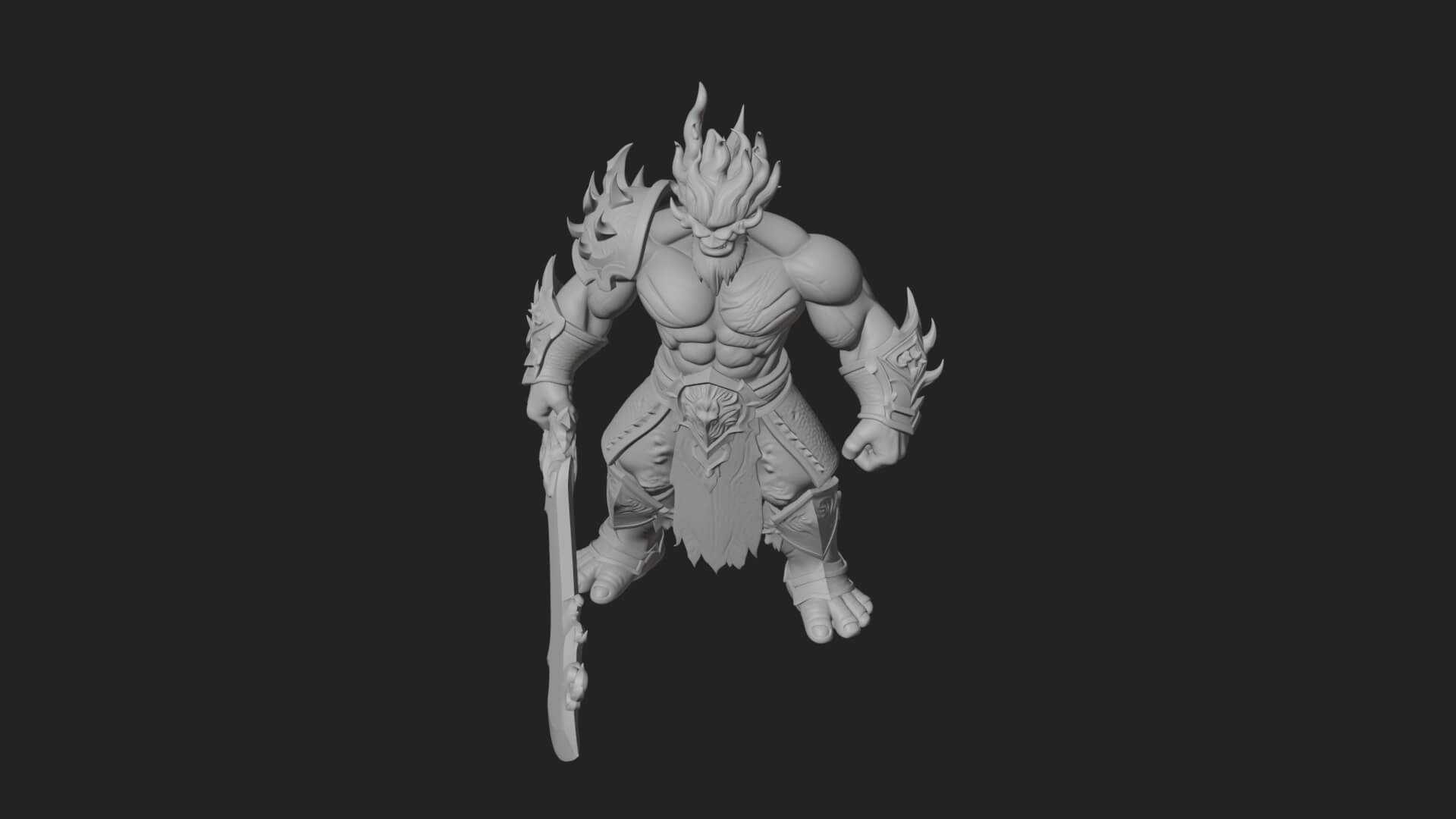 Flame Armored Demon Statue Design 2 3D Print Model 3D Model