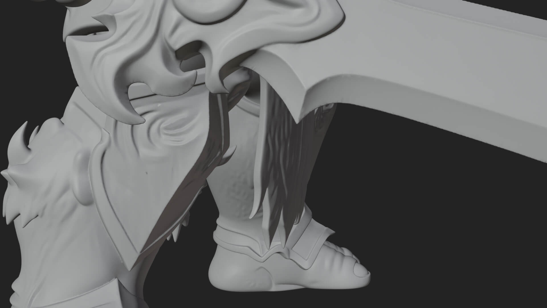 Flame Armored Demon Statue Design 2 3D Print Model 3D Model
