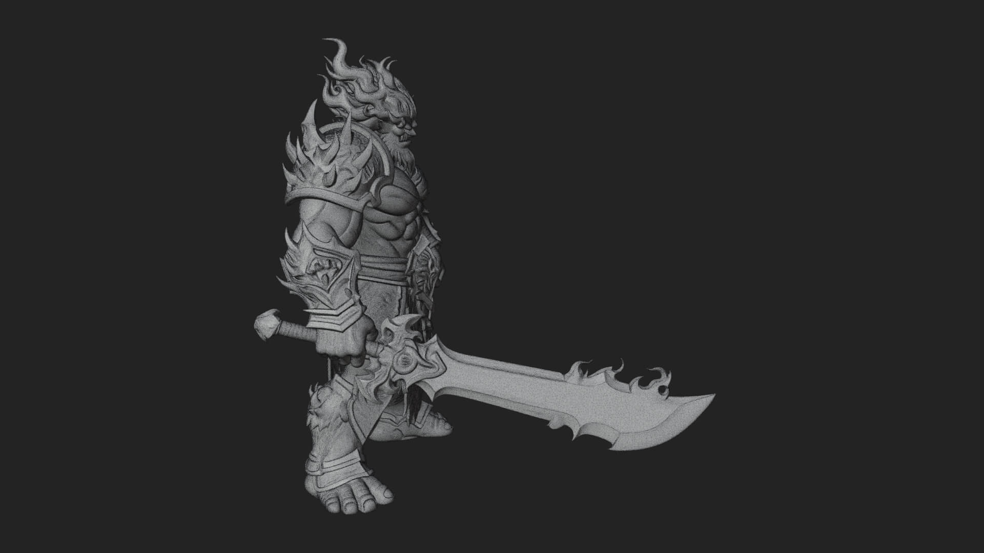 Flame Armored Demon Statue Design 2 3D Print Model 3D Model