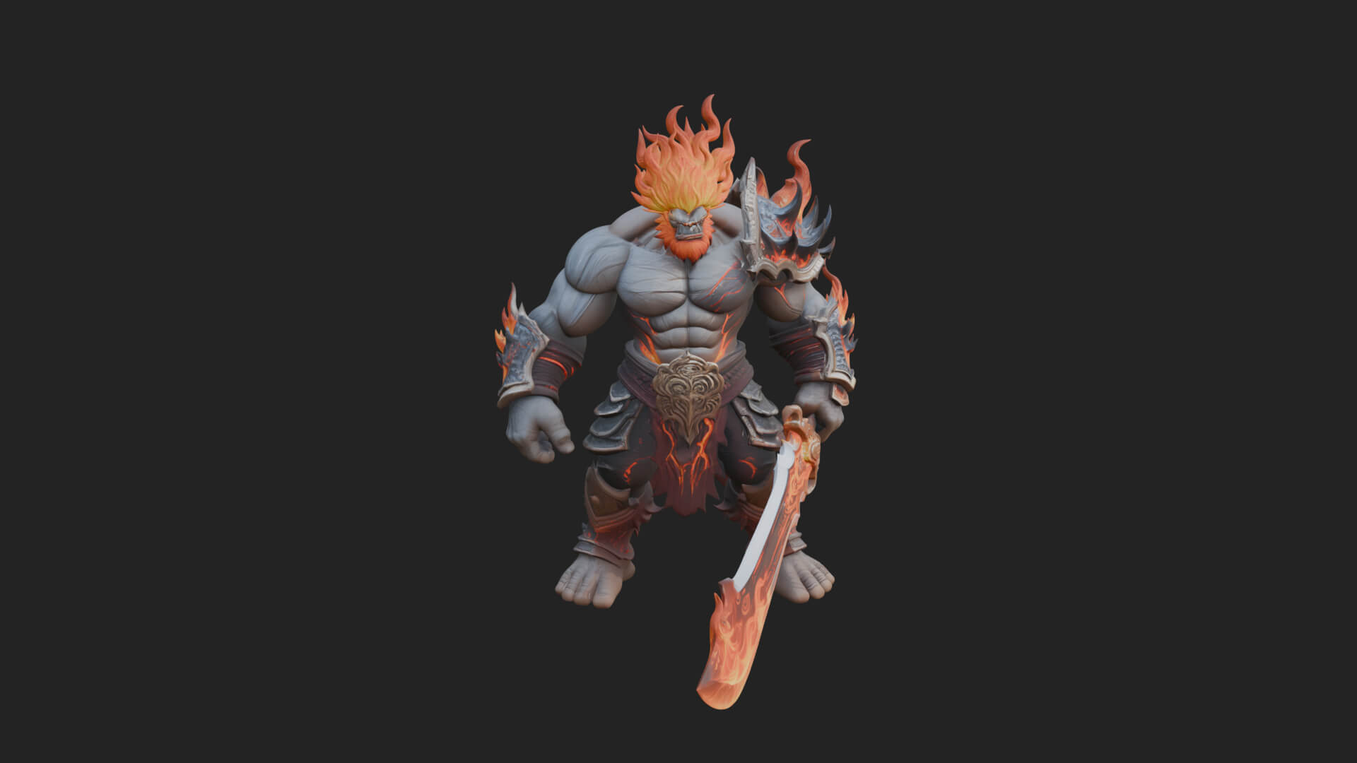 Flame Armored Demon Statue Design 3 3D Print Model 3D Model