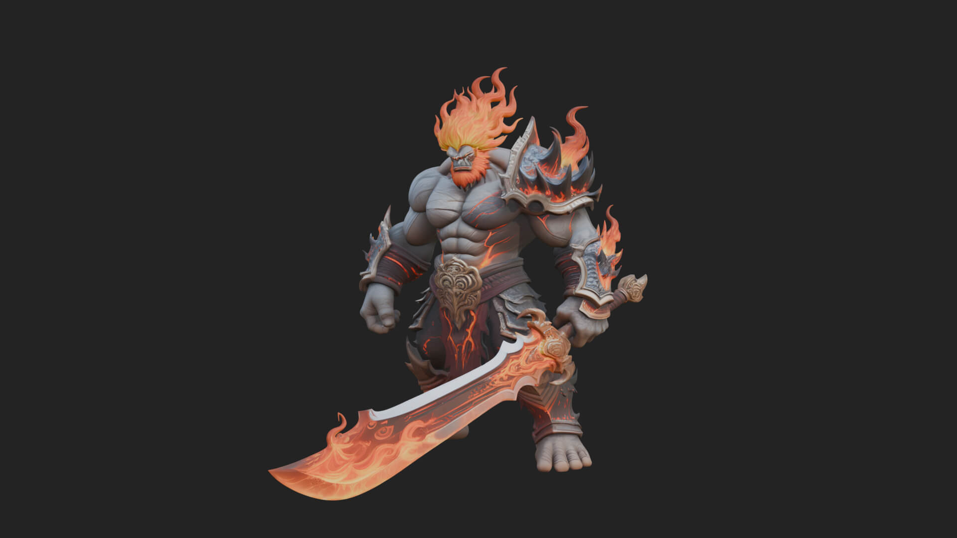 Flame Armored Demon Statue Design 3 3D Print Model 3D Model