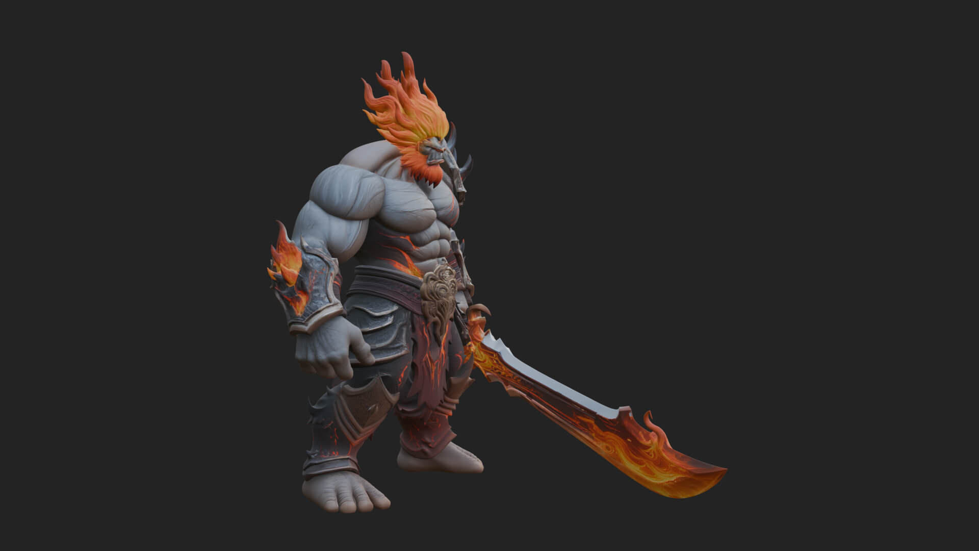 Flame Armored Demon Statue Design 3 3D Print Model 3D Model