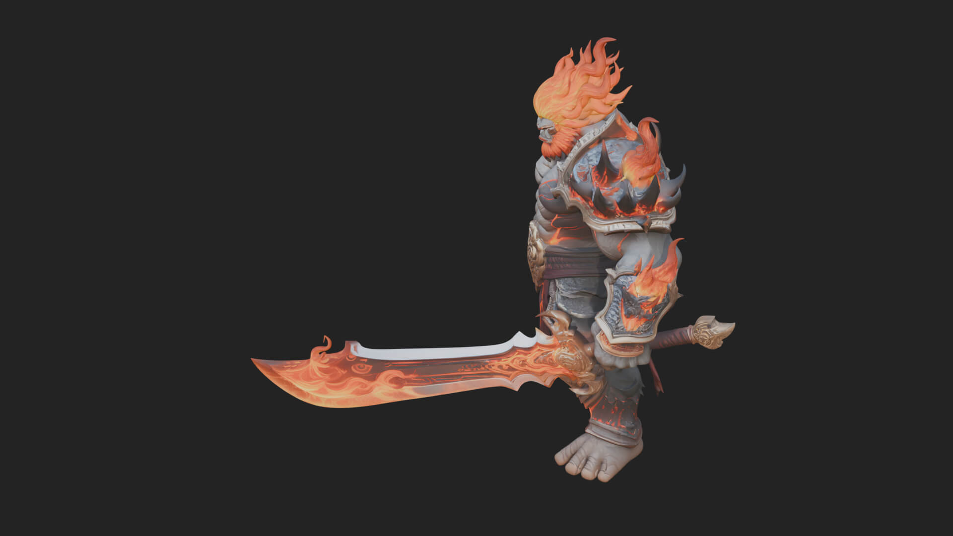 Flame Armored Demon Statue Design 3 3D Print Model 3D Model