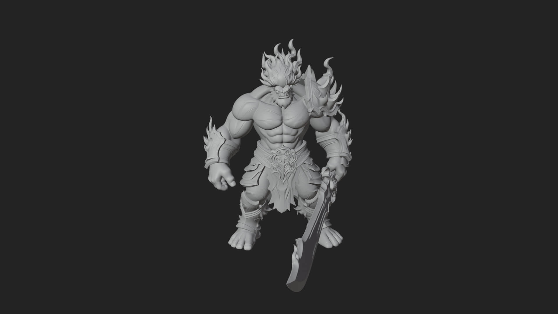 Flame Armored Demon Statue Design 3 3D Print Model 3D Model