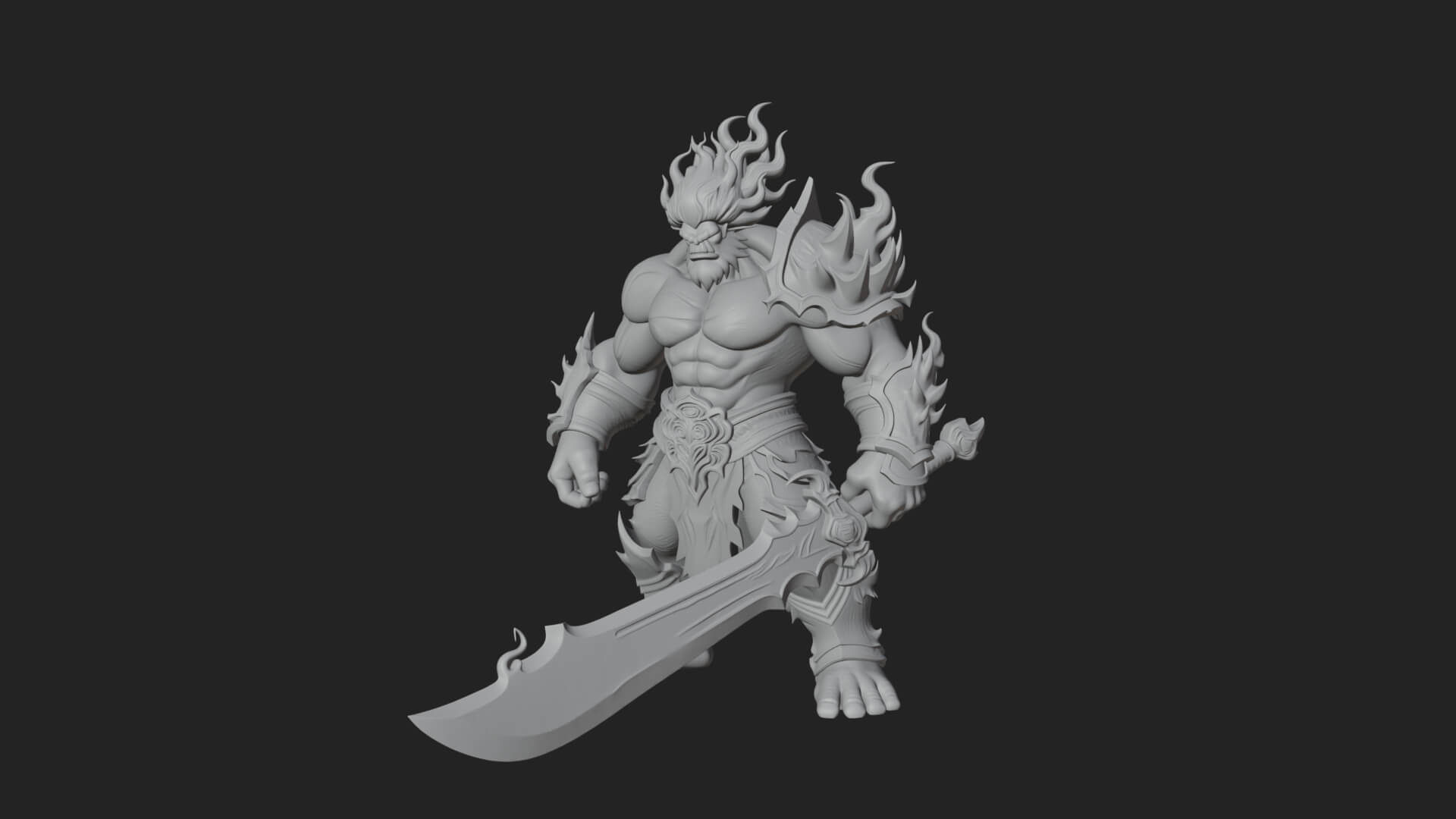 Flame Armored Demon Statue Design 3 3D Print Model 3D Model