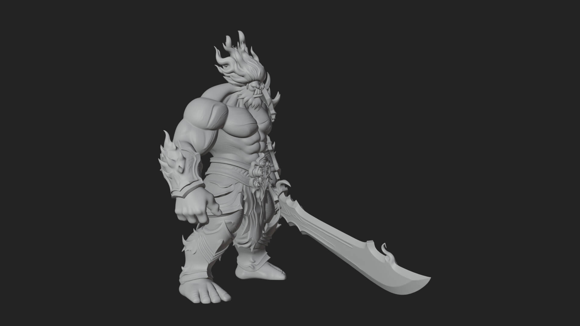 Flame Armored Demon Statue Design 3 3D Print Model 3D Model