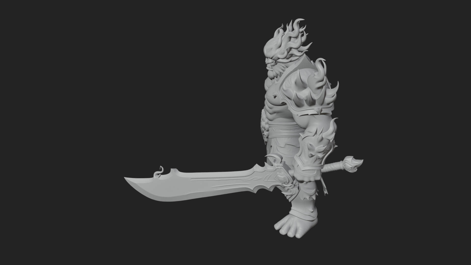 Flame Armored Demon Statue Design 3 3D Print Model 3D Model