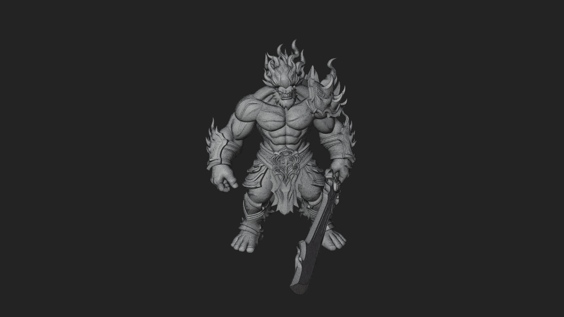 Flame Armored Demon Statue Design 3 3D Print Model 3D Model