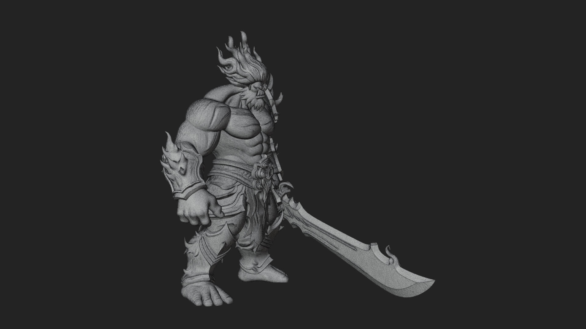 Flame Armored Demon Statue Design 3 3D Print Model 3D Model