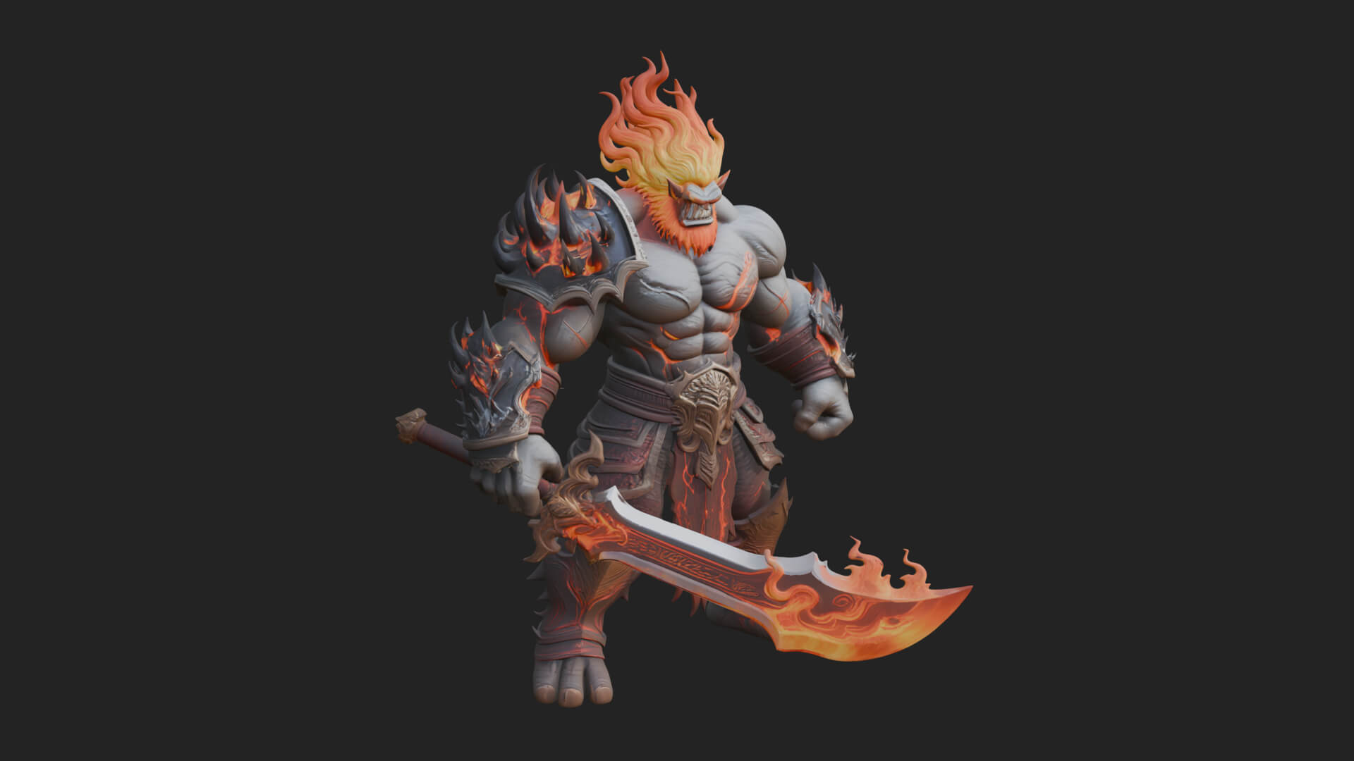 Flame Armored Demon Statue Design 4 3D Print Model 3D Model