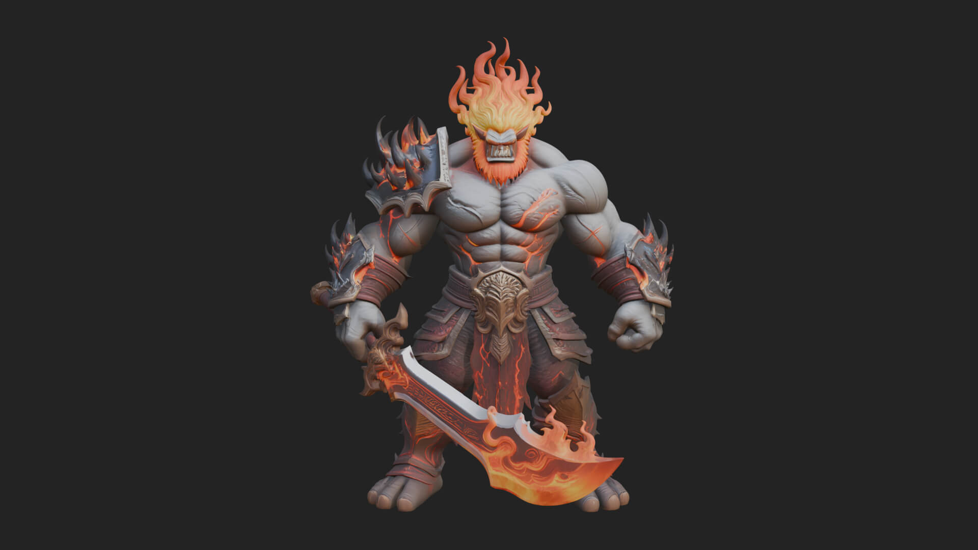 Flame Armored Demon Statue Design 4 3D Print Model 3D Model