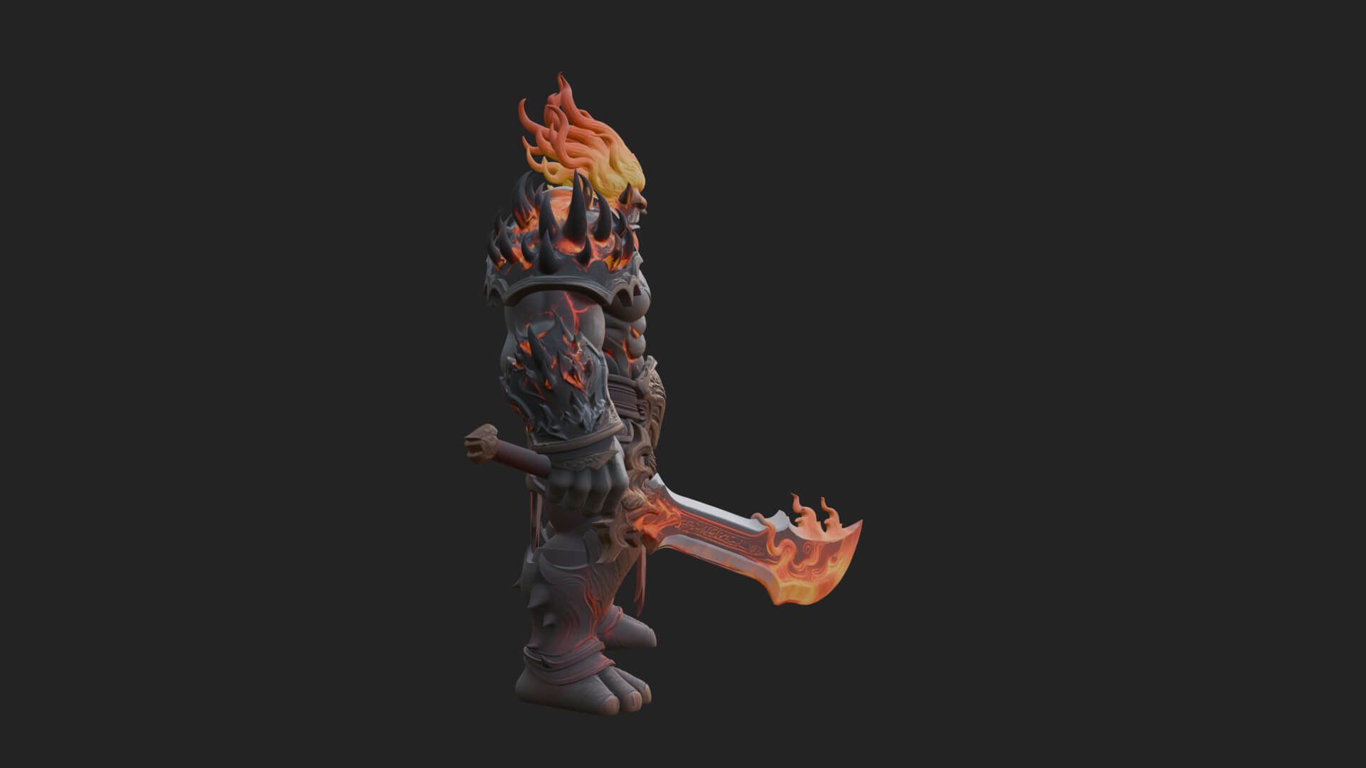 Flame Armored Demon Statue Design 4 3D Print Model 3D Model