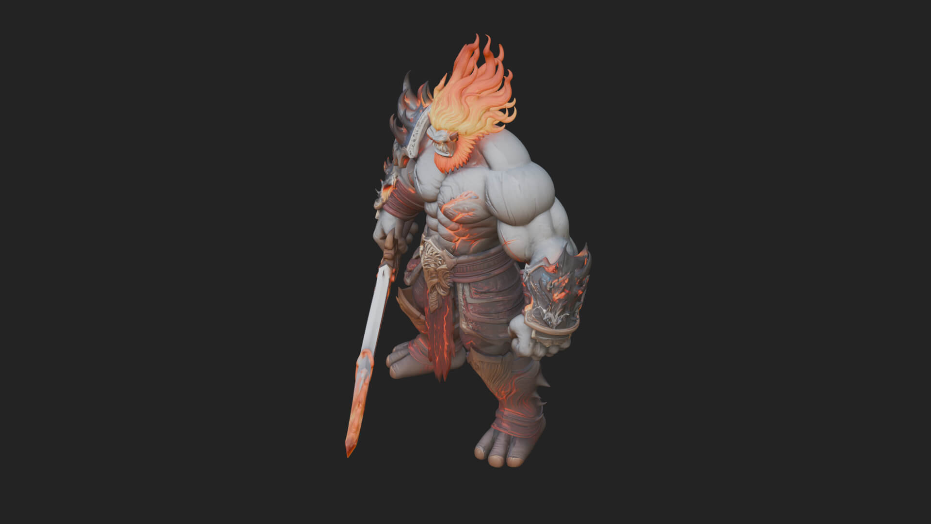 Flame Armored Demon Statue Design 4 3D Print Model 3D Model