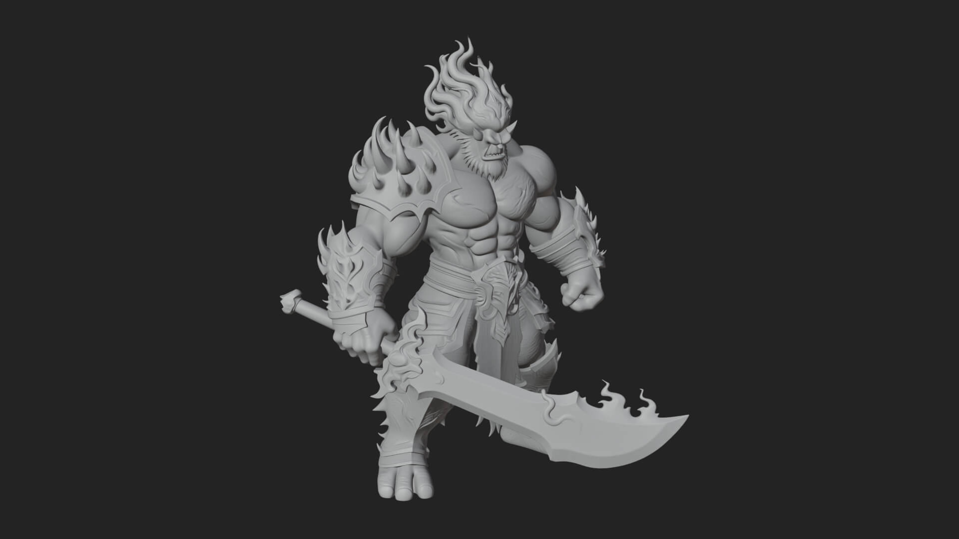 Flame Armored Demon Statue Design 4 3D Print Model 3D Model