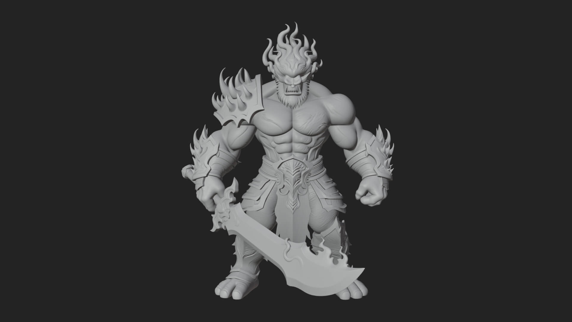 Flame Armored Demon Statue Design 4 3D Print Model 3D Model