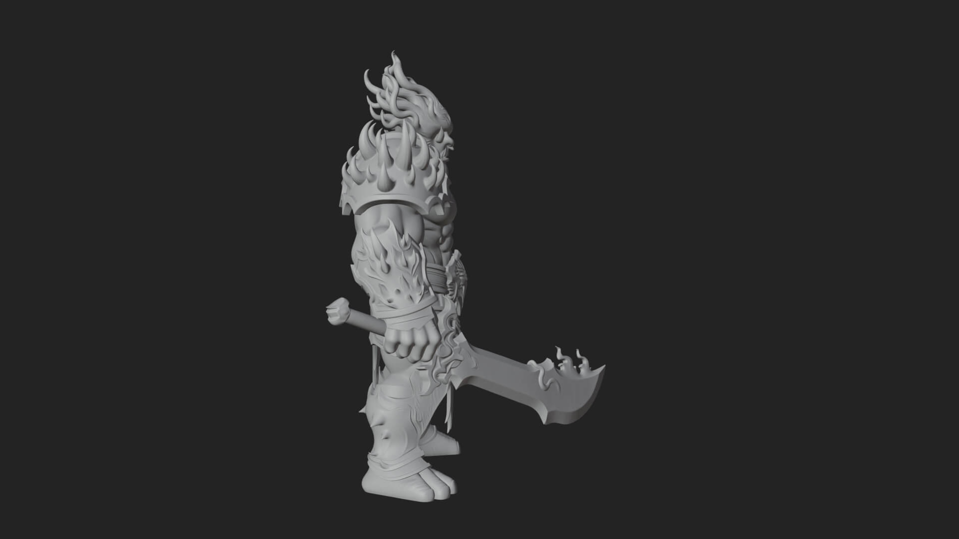 Flame Armored Demon Statue Design 4 3D Print Model 3D Model