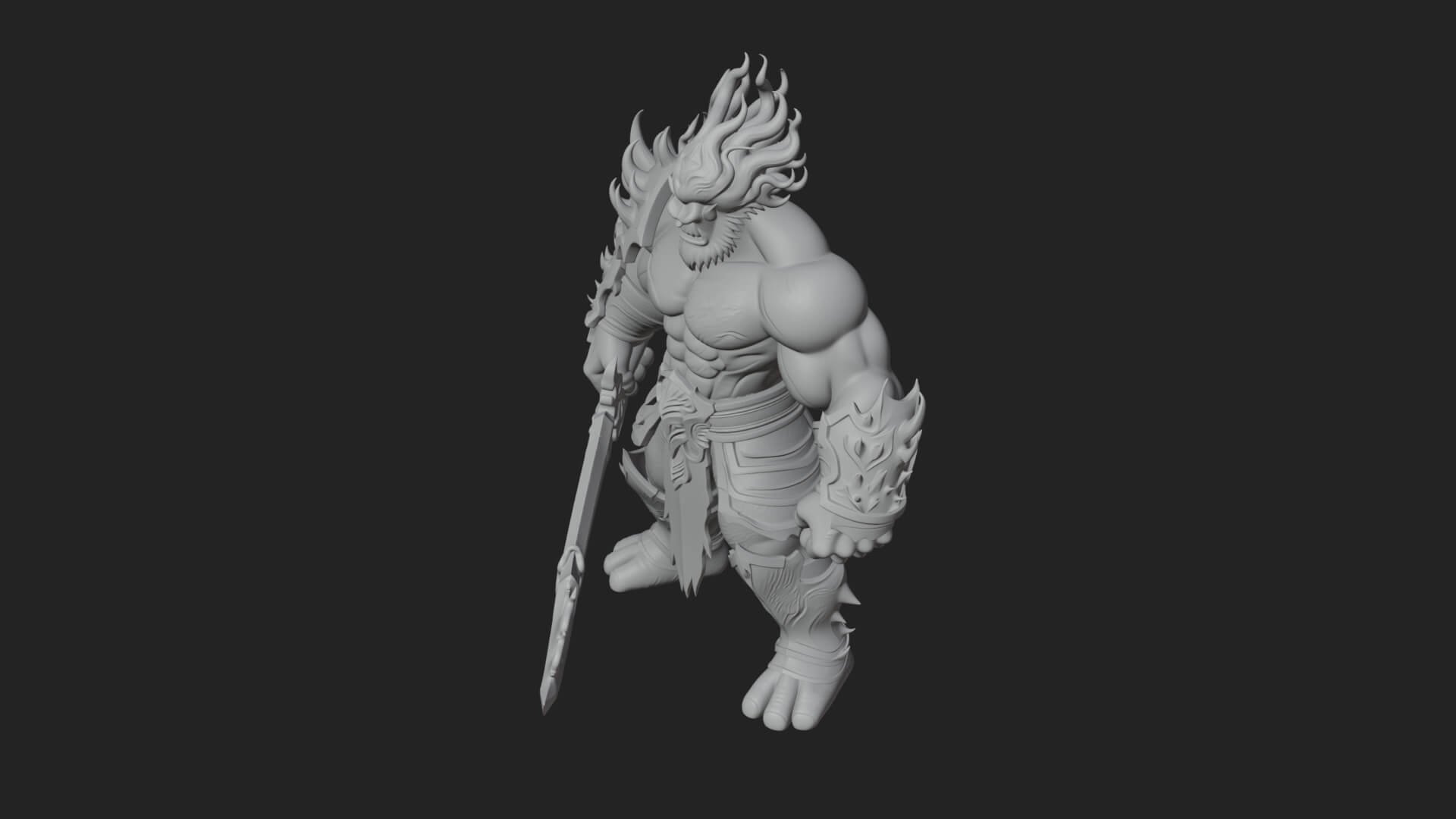Flame Armored Demon Statue Design 4 3D Print Model 3D Model