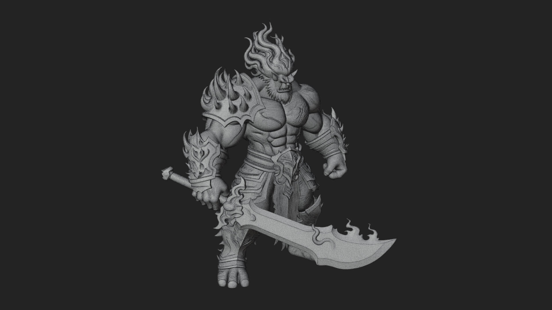 Flame Armored Demon Statue Design 4 3D Print Model 3D Model