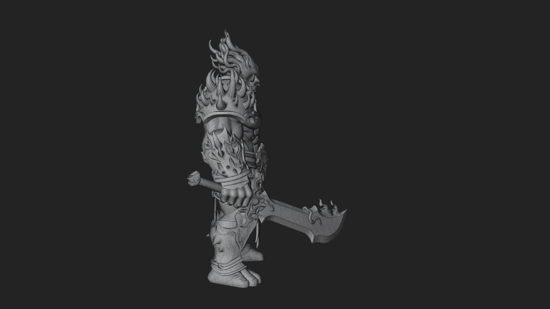 Flame Armored Demon Statue Design 4 3D Print Model 3D Model