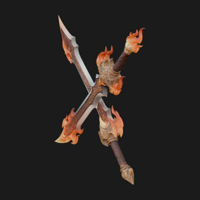 Flame Blade Sword Pair Model Design 1 3D Print Model