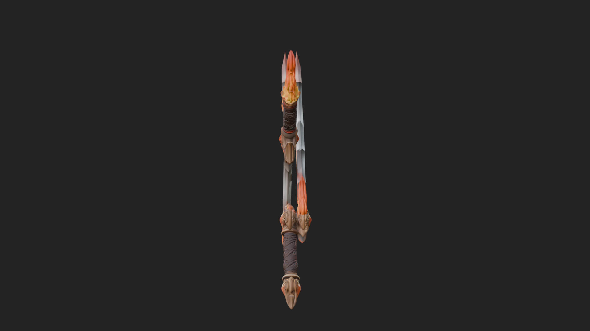 Flame Blade Sword Pair Model Design 2 3D Print Model 3D Model