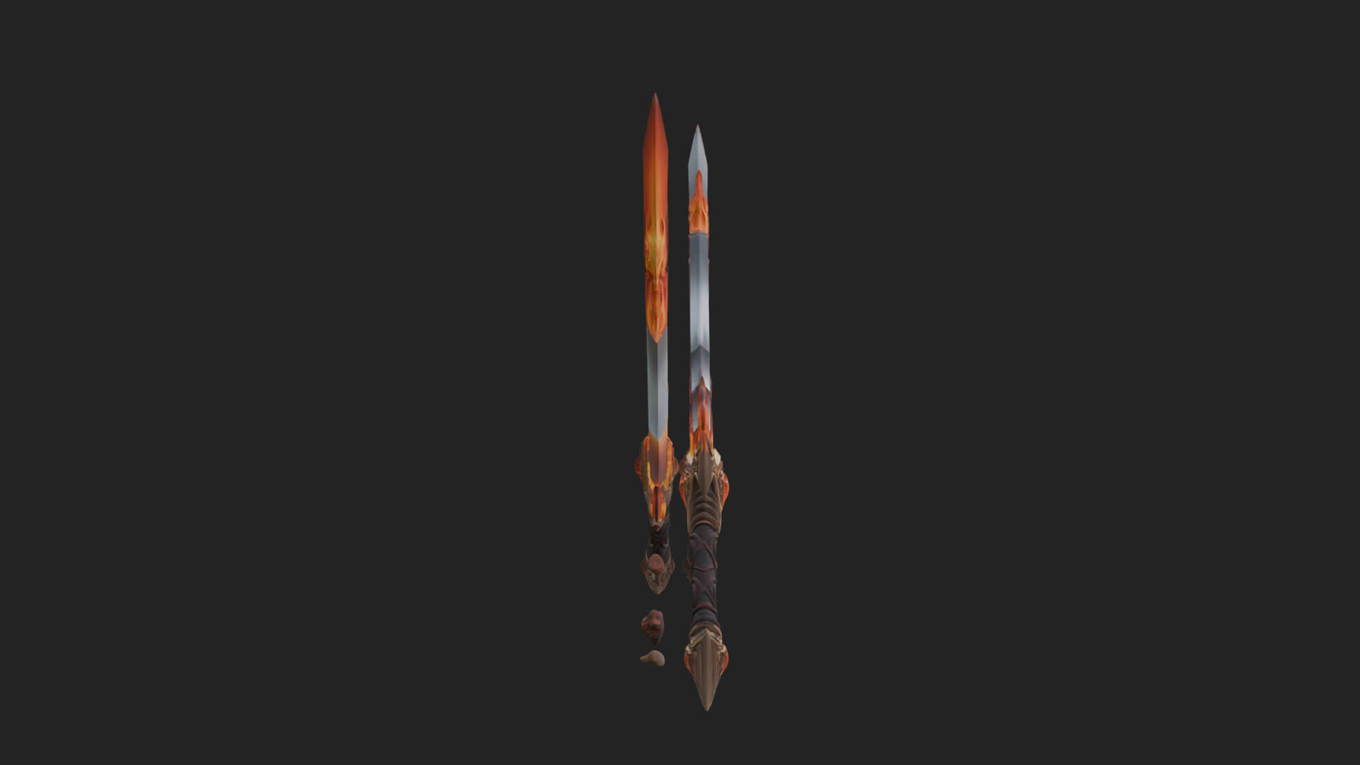 Flame Blade Sword Pair Model Design 3 3D Print Model 3D Model