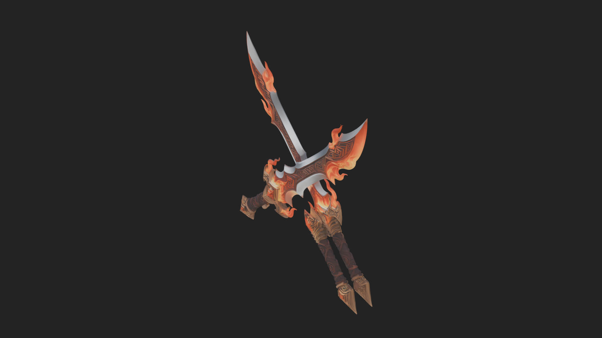 Flame Blade Sword Pair Model Design 3 3D Print Model 3D Model